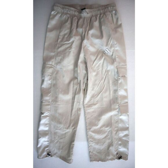 Adidas JN0598 Women's Sz M Beige Satin-Finish Holiday Pack Cargo Pants - Picture 1 of 12